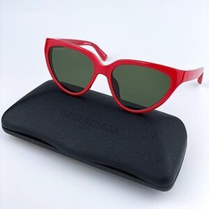 NEW Balenciaga  BB0149S 004  Red Dark Green Cat Eye Women Sunglasses